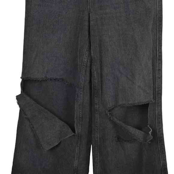 Urban OutfittersBDG Ripped Washed Black Jeans Distressed Wide Leg Baggy Size 25 - Picture 3 of 14